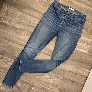 Madewell Medium Indigo High-Rise Skinny Jeans with Button Fly